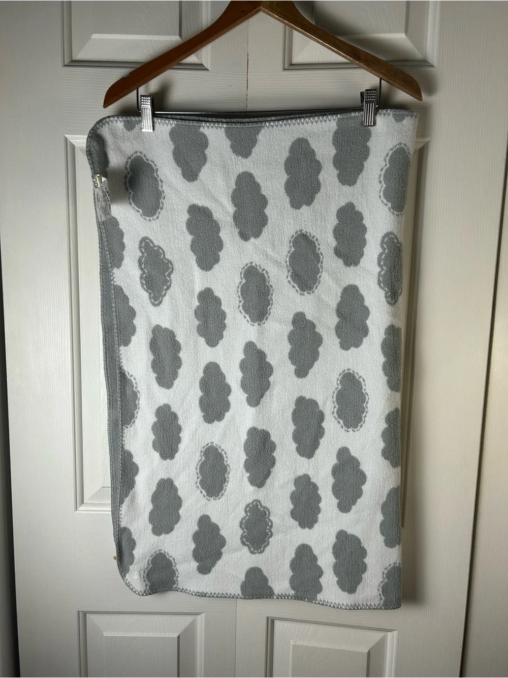 Pottery Barn Kids Gray White Clouds Baby Blanket Acrylic Cotton Blend Lovey